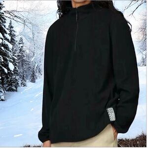 NWT Rains Mens Black Fleece Sweater Half Zip Size Medium